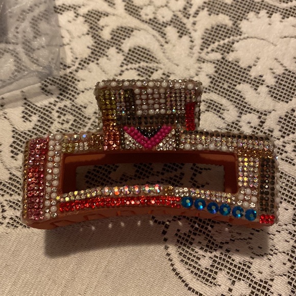 Free People Curried Myrrh Monet Crystal Embellished Stunning Claw Clip NEW - Picture 9 of 17